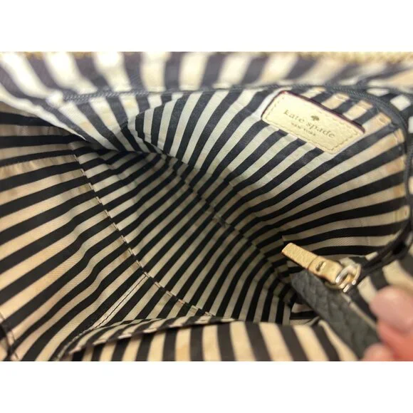 Kate Spade Two-Tone Pebbled Leather Crossbody Bag Adjustable Strap Cream & Black - Picture 7 of 12